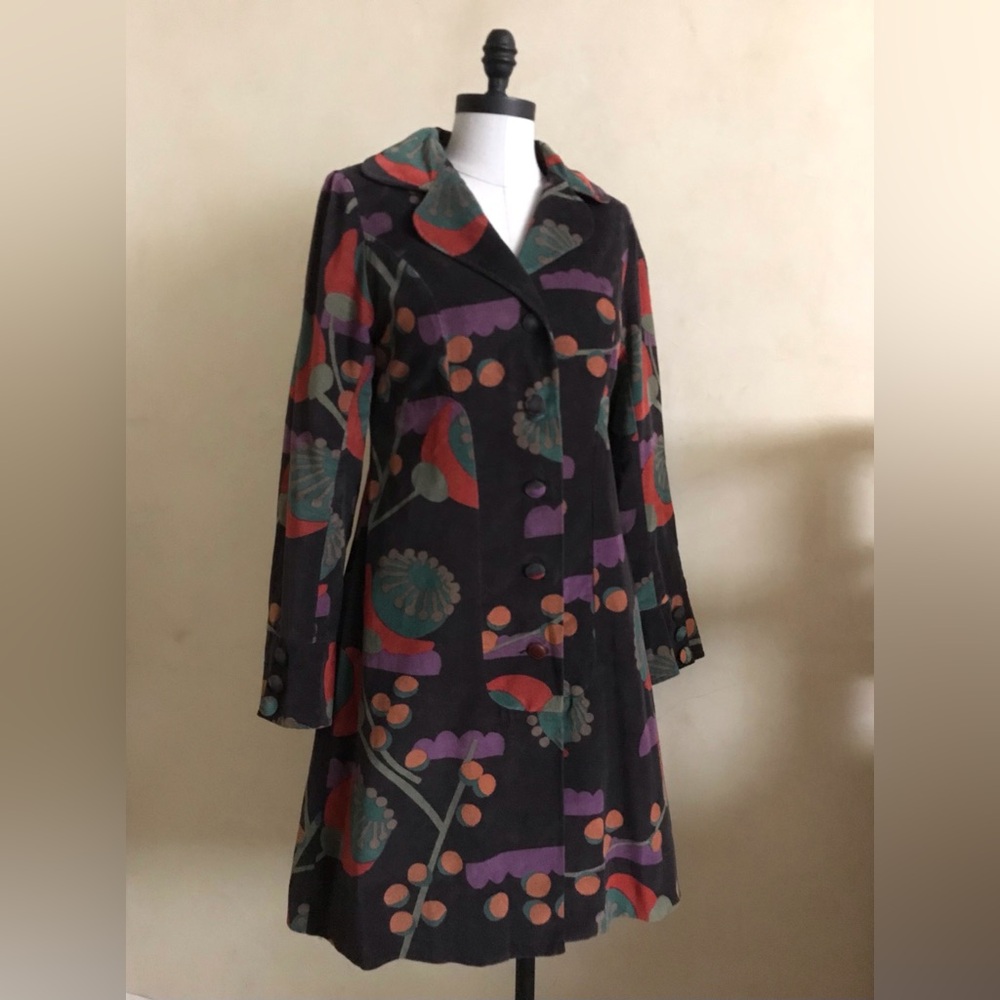Anthropologie IPSA Velvet Floral Coat
